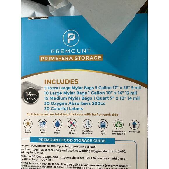 Premont mylar bags, 30 oxygen absorbers and colorful labels. .B132 B133 - Picture 5 of 5